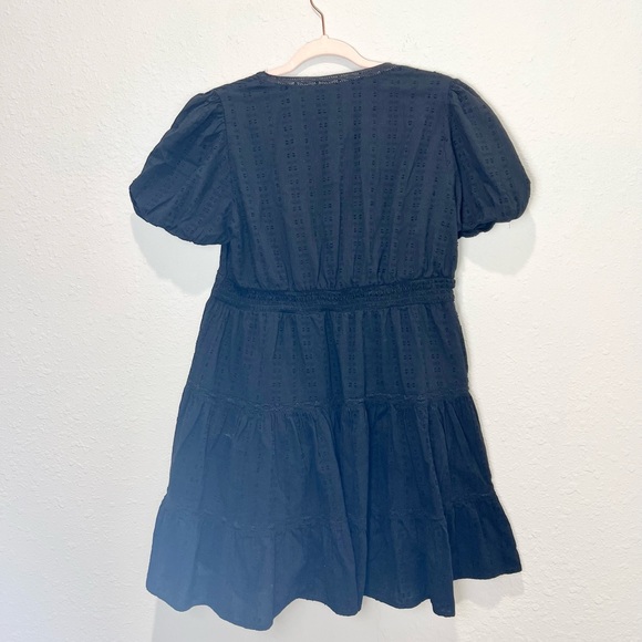 Zara Black LACE INSERT DRESS WITH BALLON SLEEVES Large L - Picture 3 of 10